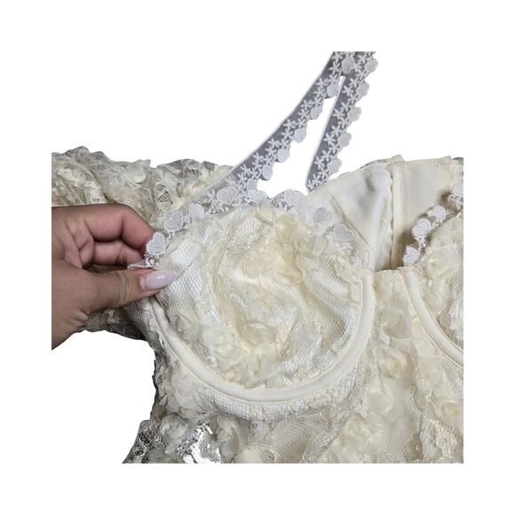 For Love & Lemons Ysabelle Lace Crop Top Size: L - Picture 4 of 8